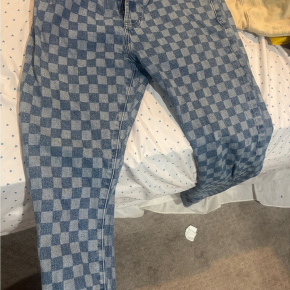 Checkered Blue Jeans - Picture 2 of 2